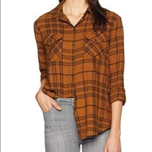 NWT Sanctuary Boyfriend for Life Button Up Brown Plaid Shirt